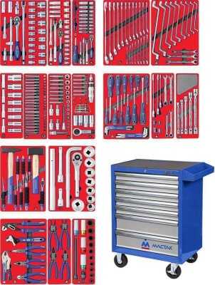 Набор инструментов "ЭКСПЕРТ" в синей тележке, 323 предмета МАСТАК 52-07323B Готовые решения в тележках МАСТАК фото, изображение